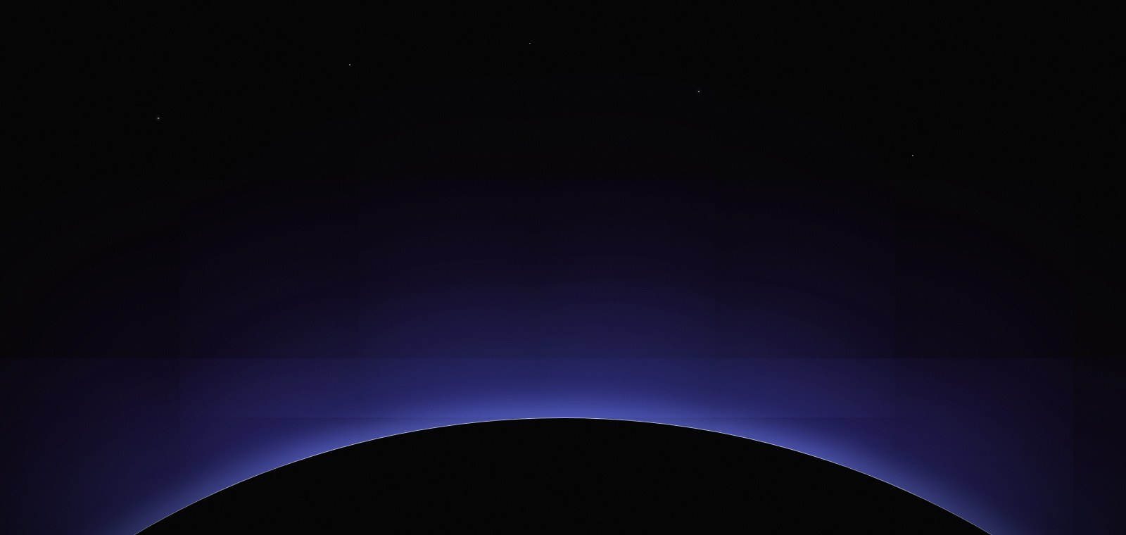 Blue and violet light rising over a dark horizon — Atlas AI brand artwork representing AI illuminating business technology