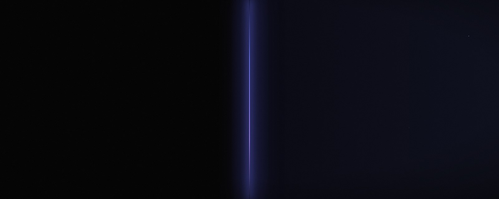 A seam of blue-violet light dividing darkness from shadow — visualizing shadow AI made visible through governance